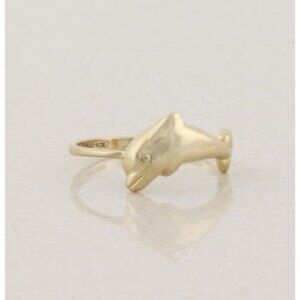10k Yellow Gold Dolphin Ring Size 8 1/4